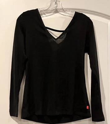 Suéter para mujer Josie Natori negro ligero profundo cuello en V delantero y trasero talla M Foto 1 de 4