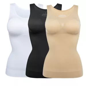 Gilet donna body shaper gilet dimagrante corsetto reggiseno Cami ctank top shapewear M L 2XL 3XL - Foto 1 di 18
