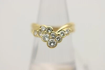 Женское кольцо в форме буквы V из желтого золота 18 карат с бриллиантом 1,00 карата размер 6,5 - Изображение 1 из 3