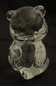 Fenton kristallklare sitzende Bär Figur/ Briefbeschwerer mit Aufkleber - Bild 1 von 9