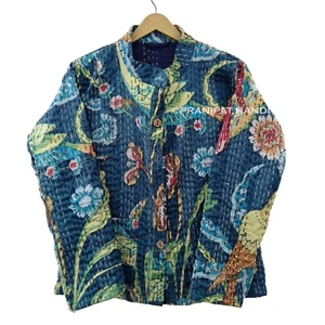 Pluma de Pavo Real Azul Algodón Hippie Chalecos Abrigos Mujer Corto Chaqueta - Imagen 1 de 6