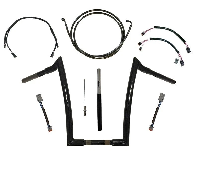 Kit de manillar Harley Street Bob negro 12,14 o 16" Monkey Bar 2018-2023 hecho en EE. UU. Foto 1 de 4