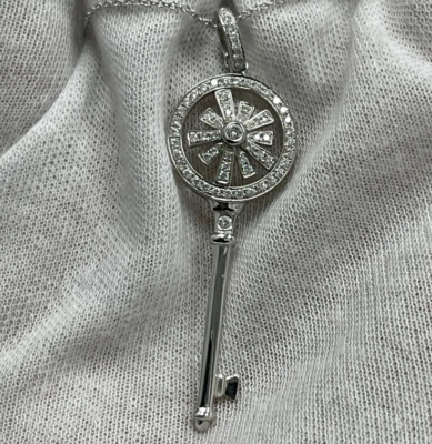 Features Vintage Key Design Lab-Created White Diamonds Luxury Women's Earrings - Image 1 of 4