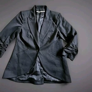 Gibson Womens Blazer Size Medium Black Ruched Sleeves. C14 - Picture 1 of 7