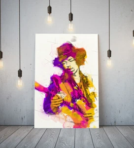 JIMI HENDRIX 6 -DEEP FRAMED CANVAS WALL SPLASH ART PICTURE PAPER PRINT- PURPLE - Picture 1 of 17