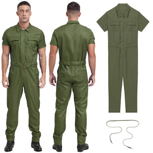 Mens Overalls Uniform Jumpsuit Non-Insulated Dungarees Lightweight Romper Loose - Picture 1 of 56
