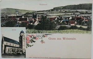 34574 AK Gruß aus Weissmain Ort, Häuser und Kirche um 1910 LK Lichtenfels - Bild 1 von 2