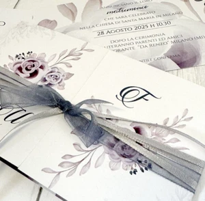 PARTECIPAZIONI NOZZE inviti sposi BUONANNO H013 MATRIMONIO EXCLUSIVE - Photo 1/6