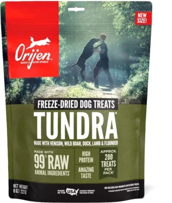 Receta de tundra golosinas liofilizadas para perros Orijen de 8 oz Foto 1 de 4