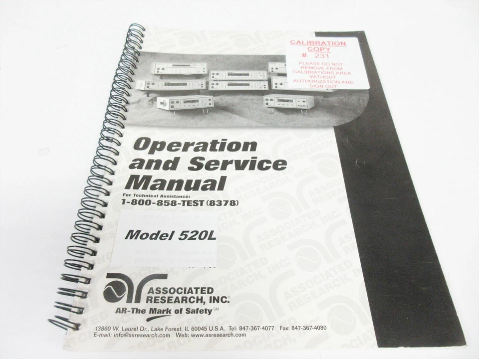 ASSOCIATED RESEARCH 520L 37890 MANUAL DE OPERACIÓN Y SERVICIO Foto 1 de 4