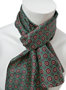 zeitloser Schal für Herren grün braun rot  Herrenschal Kreise kariert Karos 841 - Bild 1 von 4