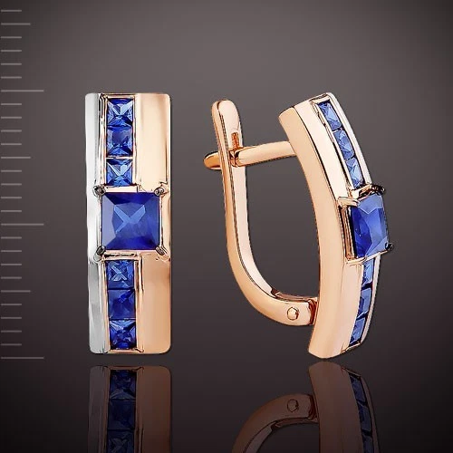 Ohrringe mit Saphiren Korund russisches Goldschmuck Orb38950