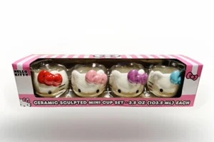 NEW Hello Kitty 3D Sculpted Figural 4pc Ceramic 3.5oz Mini Cup Set - Picture 1 of 10