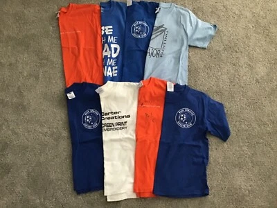 LOT BOYS SHORTSLEEVE PLAY SHIRTS ATHLETIC T-SHIRTS M L 8 10 12 BLUE WHITE ORANGE - Image 1 of 2
