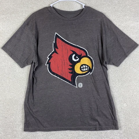 Louisville Cardinals Adult Large L T Shirt NCAA Adult Large Gray Graphic Shirt Cover