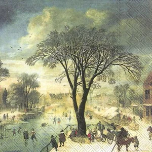 Christmas Paper Napkins Winter Skaters Festive Lunch Disposable 3-Ply Serviettes - Picture 1 of 1