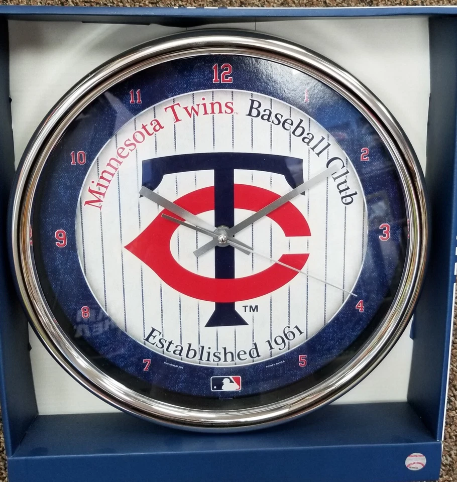 MLB - Minnesota Twins - New Chrome Round Wall Clock  12 Inches Diameter - Image 1 of 1