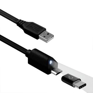 For iPhone 15/Pro/Max/Plus 2-in-1 6ft Long USB Cable Micro-USB and USB-C Type-C