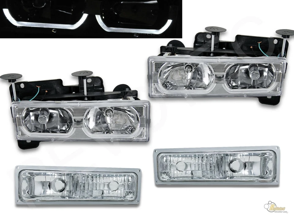 88-99 Chevy CK полноразмерный Tahoe Suburban U бар фары w бампер фары хром - Изображение 1 из 4