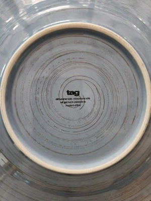 Tag Ltd SONOMA PIZARRA AZUL Rústico Borde Marrón Ironstone Juego de Platos de Cena 2 EXC Foto 1 de 4