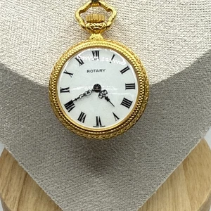 Rotary Limoges Porcelain France Courting Couples Pocket Watch Pendant Necklace - Picture 1 of 5