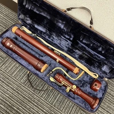 YAMAHA YRB-42 Bass Recorder Baroque Wooden w/ Case Used Good from Japan - Image 1 of 4
