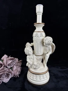 Cream Cherub Angel Urn Candle Holder Table Lamp Base Decor - Picture 1 of 22