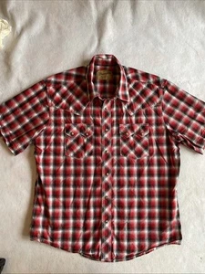 Wrangler Retro Pearl Snap Shirt Red Plaid Men's XL Short Sleeve Modern Fit - Picture 1 of 10