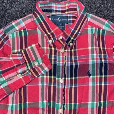 Camisa a Cuadros Ralph Lauren Manga Larga Con Botones Verde/Rojo para Niños Talla 6 Foto 1 de 4