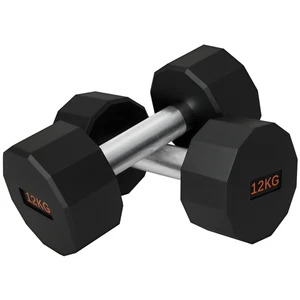 SPORTNOW Dumbbells Weights Set with 12-Sided Shape and Non-Slip Grip, 2 x 12kg - Picture 1 of 12