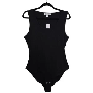 NWT Amour Vert Size L Ribbed Sleeveless Bodysuit Black Organic Quiet Luxury - Picture 1 of 4