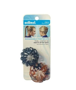 2 colas de caballo expandibles de plástico Scunci ajuste pinzas para el cabello abiertas cerradas - Imagen 1 de 2