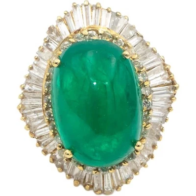 GIA Certified 18k Yellow Gold Colombian Emerald & Diamond Cocktail Ring 19.41CT - Image 1 of 4