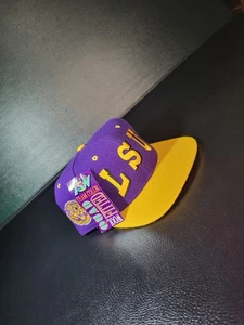 VTG LSU Tigers Hat Cap Football All OVER PRINT RARE PURPLE 7 3/8 FITTED - Picture 1 of 14
