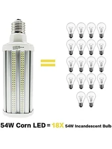 54W LED Corn Light Bulb Super Bright 400W Equivalent 5400Lm E39 Large Mogul Base - Picture 1 of 7