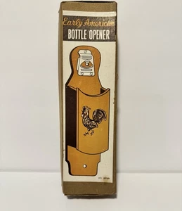 Vintage BRONZE ROOSTER w/ WOODEN BOX Wall Bottle Opener w/ Box Victor Goldman 9” - Picture 1 of 12