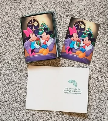 19 Vintage Disney Christmas  Cards & Envelopes Mickey & Minnie Mouse 1999  - Image 1 of 4