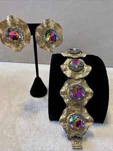 Pulsera y pendientes de panel firmados por Judy Lee de diamantes de imitación de sandía enorme de colección - Imagen 1 de 20