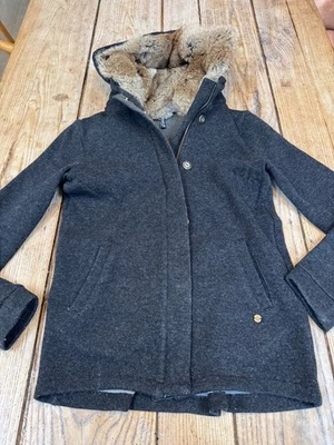 Wonderful WOOL RICH John Rich & Bros Dark Grey Hoodie JACKET, Fur Lined, XS - Image 1 of 4