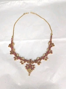Collar Desi Color Rubí Declaración Elegante Hada Real Princesa Romance Gargantilla - Imagen 1 de 9