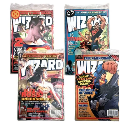 Wizard Magazine Lot of 4 Issues #144 145 146 147 Unsealed w/Swag HQ Condition - Image 1 of 4