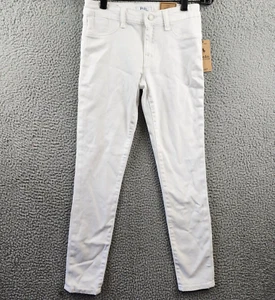 Polo Ralph Lauren Aubrie Denim Leggings Girls' 14 White Solid Button Zip Closure - Picture 1 of 17