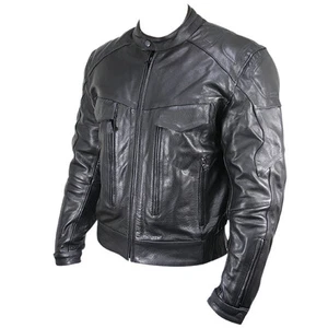Chaqueta de Motocicleta Para Hombres NUEVA GRANDE Negra Premium Cuero Desnudo Bandido Liquidación - Imagen 1 de 2