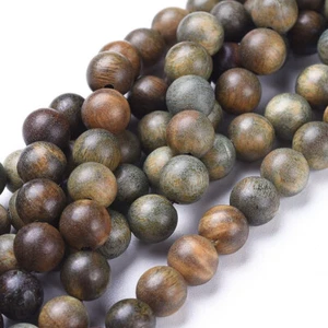 Strand 51+ 8mm Natural Olive Sandlewood Craft Healing Wooden Round Beads UK - Picture 1 of 8
