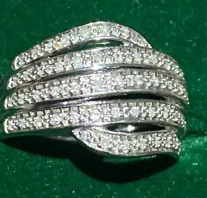 9ct Gold Diamond Ring 9k White Gold 9 Carat 4.8g Heavy Cluster Diamonds - Picture 1 of 18