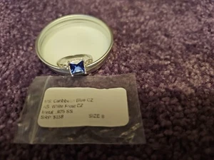 ryze Caribbean Blue CZ White Frost Sterling Silver Size 8 FREE SHIPPING - Picture 1 of 4