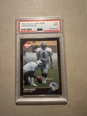 1992 COLLECTORS EDGE #199 JASON HANSON PSA 9 DETROIT LIONS ROOKIE CARD **POP 1** - Image 1 of 2
