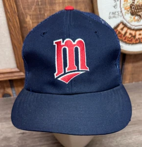 Vintage Minnesota Twins M Logo Mesh Back Trucker Hat Cap Snapback MLB Baseball - Picture 1 of 8