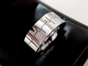 Heartbeats Ring Wolfram Ring Mann Damen Ehering His and Hers Versprechen Ring  - Bild 1 von 10