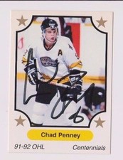 91/92 Chad Penny North Bay Centennials Autographed OHL Hockey Card W/Our COA